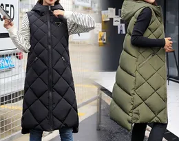 디자이너 여성 조끼 후드 좋은 자켓 코트 클래식 여성 코트 면화 조끼 가을 겨울 중반 긴 한국 탱