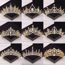 Wedding Hair Jewelry Bridal Crown Golden Accessories Crystal Bride Tiaras and Crowns Headpiece Diadema Ornament 230909