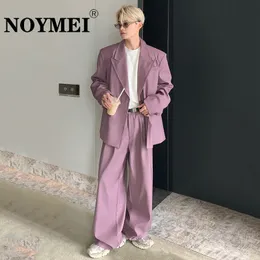 Men's Suits Blazers NOYMEI Fashion Elegant Men Two Piece Trend Set Niche Design Korean Shoulder Pad Coat Male Loose Wide Leg Pants WA2611 230909