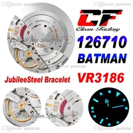 Clean CF GMT VR3186 Automatyczna męska zegarek Batman Blue Black Ceramics Bezel 904L Steel Jubileesteel Bransoletka Super Edition Watches P338U