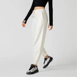 LL Sarouel en coton Pantalon de yoga taille haute avec cordon de serrage à la taille Pantalon de survêtement décontracté Coupe décontractée Pantalon de jogging pleine longueur pour femme280s