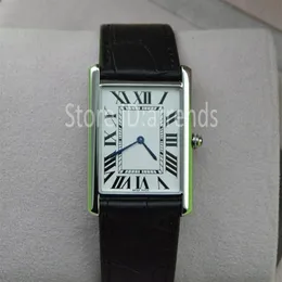 Super Thin Series Top Fashion Quartz Watch Men Women Silver Dial Black Leather Strap Wristwatch Classic Rectangle Design Dress Clo225Q