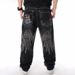 Mäns jeans nanaco man lös baggy hiphop skateboard denim pants street dans hip hop rap manlig svart byxor kinesisk storlek 30 230909