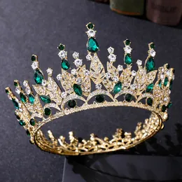 شعر الزفاف مجوهرات العروس الملكية الملكة الوردي Tiaras Baroque Round Crowns Big Pageantbles Exceds 230909