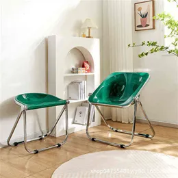 Ihome transparent nordisk stol vikbar stolar ins stol hushåll ryggstöd samtida och kontrakterad akryl sminkpall 2022 h276n