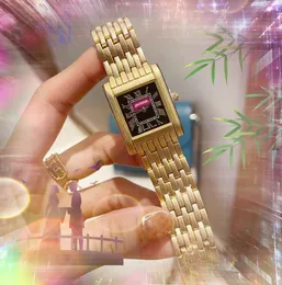 Woman Square Roman Three Pins Dial Watches Top Fashion Tank Series Casual Clock Womens rostfritt stål Quartz Movement Ultra Thin Highend Wristwatch Gifts