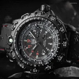 Zegarek na rękę Dodaje armię outdoor sportowy światło kwarcowe zegarki na nadgarstki 50m Wodoodporne mężczyzn czarny silikonowy zegar zegarowy zegar