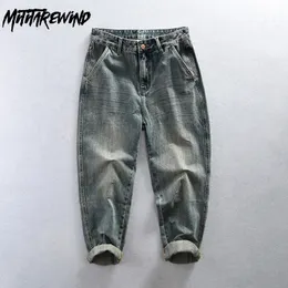 Mäns jeans y2k baggy casual retro wash rak mångsidig ungdom denim byxor i full längd high street byxor 230909