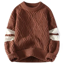 мужские дизайнерские свитера с утолщенным круглым вырезом, модный вязаный свитер, осенний новый молодежный тренд, вязаный теплый свитер