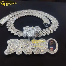 Top Quality Solid Heavy Baguette Diamond Sterling Sier Hip Hop Name Letter Picture Custom Moissanite Pendant