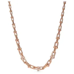 Роскошное дизайнерское ювелирное ожерелье из розового золота, платиновая цепочка, градиент размера, ожерелья-подкова для девочек-подростков, серебряная вечеринка d243K