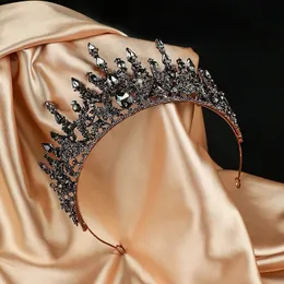 Hochzeit Haarschmuck Kronen für Frauen Schwarz Gothic Mädchen Vintage Barock Königin Tiara Festzug Abschlussball Kopfschmuck 230909