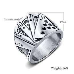 Spades Straight Flush Poker Rings em aço inoxidável Biker Punk Rock Vintage Jewelry259w