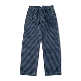 Jeans masculinos não estoque retro 1920s wabash stripe calças de trabalho vintage homens workwear 230909