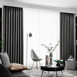 Sheer Curtains High Grade Deep Gray Blackout Window for Bedroom Treatment Living Room Dark Blinds Ready Made Drapers Shading Door 230909