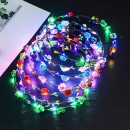 20PCS Bunte Weihnachten Party Leuchtende Kranz Halloween Krone Blume Stirnband Frauen Mädchen LED Leuchten Haar Kranz Haarband G2580