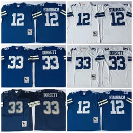 NCAA 75th Vintage Mitchell and Ness Throwback Football Jersey 12 Roger Staubach Jerseys Retro Stitched 33 Tony Dorsett Jersey All Stitched