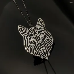ペンダントのネックレス絶妙な中空ウルフネックレスヴィンテージ折り紙の動物チャームゴールドステンレススチールジュエリー