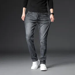 XINTANG WASHED COTTON PENCIL PANTS PONSOUSERS MENS HIGHEND BAMBAL GOINT MENS JEANS ELASTIC MIDE-HIGH WIST GREA POUNSERS秋