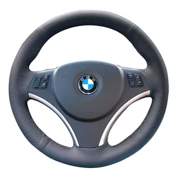 Nadaje się do BMW E90 320i 325i 330i 335i ręcznie szyte okładkę kierownicy w czarnej skórze