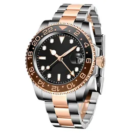 Mens Watch Movement Watches Black Dial Rose Gold Silver Band 자동 기계적 패션 Montre De Luxe Stainless Steel Date Sapphire Watchs