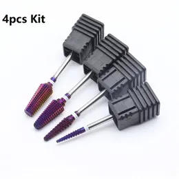 Nail Manicure Set 4pcs Kit Purple Pro Whole Carbide Drill Bits Art Electric Machine Files Tools cut and polish 230909