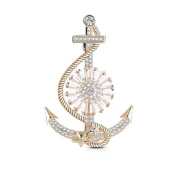 Szpilki broszki Blucome Special Design Anchor Kształt Brooch Zircon Pin's for Coat Ruit Torka Hidżab odznaka weselnej Prezenty Bejdia Prezenty 230909