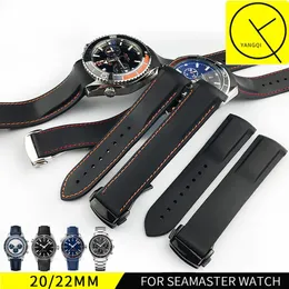 Cinturini per orologi da 22 mm da uomo blu neri cinturini in gomma siliconica impermeabile bracciale con fibbia per Omega Planet-Ocean Tools221z