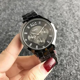 Reloj de pulsera de cuarzo de marca para mujer y niña con cristal, 3 esferas, esfera de estilo, banda de metal y acero, relojes FO03271K