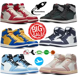 Jorban 1s Butebball Shoes Mens High Og Jumpman 1 Stage Haze University Blue Patent Bract Heritage Bractwo Retro Buty Chaussures Treners ButShoesfactory