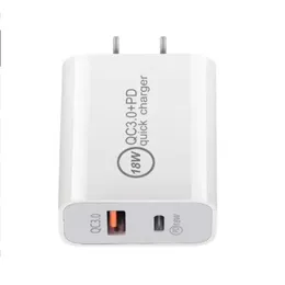 20w 18W QC3.0 + PD Carregador de parede Carregador rápido Carregamento rápido de alta qualidade Type C Adaptador de energia compacto USB PD QC3.0 para Ip7 8 11 12pro Samsung phone Tablet