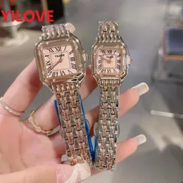 Moda feminina relógio quadrado romano dial relógio de quartzo pequeno rosa ouro silve pulseira de aço inoxidável corrente senhora pulso watch251o