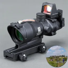 Trijicon Acog 4x32 أسود تكتيكي الألياف الحقيقية البصرية الحمراء الموازات إضاءة حمراء نقطة الصيد Riflescope237l