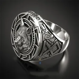 Trendy Retro Celtic Wolf Totem Band Rings Men's Viking Gothic Steampunk Carved Animal Rings Fashion Party Gift AB8672753