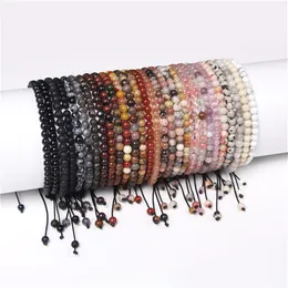 Beaded Strands 4mm Natural Agate Stone Braided Bracelet For Women Mini Beads Energy Pulsera Fashion Energy Meditation Yoga201P