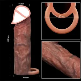 Sex Toy Massager Realistic Penis Sheath Reusable Silicone Cock Extension Toys Artificial Enlargement/extender Men Sleeve