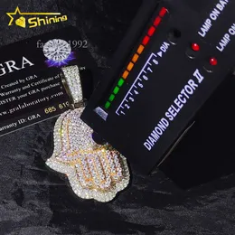 Collana Moissanite Pass Diamond Tester Iced Out Ciondolo a mano placcato oro rosa e bianco da 3 pollici Sterling Sier Vvs Moissanite Hamsa Pendenti