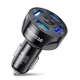 Cargador rápido 4 puertos Cargador de coche multi USB 35W QC3.0 Quick 7A Mini carga rápida para iPhone 12 14 Xiaomi Huawei Adaptador de teléfono móvil Dispositivos Android