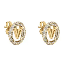 Pendientes de moda Diseñador Chapado en oro Marca de lujo Stud diamante Mujeres Joyería para fiesta de boda al por mayor