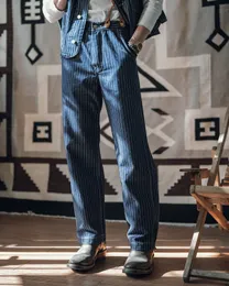 Mäns jeans non stock 1920 -talets midja totalt sett wabash rand retro arbete byxor indigo 230909