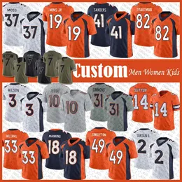 Russell Wilson Justin Simmons fotboll Jersey Patrick Surtain Jerry Jeudy Courtland Sutton Javonte Williams Riley Moss Marvin Mims Jr Drew Sanders