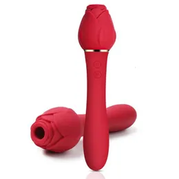 Sexspielzeug-Massagegerät, Silikon, 10-Gang-Dildo, G-Punkt-Vibrator, weicher Zauberstab, Klitoris, Muschi, rotes Spielzeug, Rosenform, beheizt, für Frauen