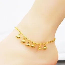 Summer Beach Foot Chain Women Anklet 18K Yellow Gold Filled Heart Fish Shaped Jewelry Gift261L