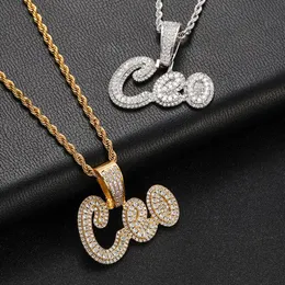 TopBling Hip Hop Custom 26 Buchstaben Namensanhänger Halskette 18k echt vergoldet Jewelry219P