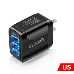 3USB Quick Charge Fast Chargers 2.4A 3 Ports Power Adapter QC 3.0 EU US UK Plug Wall charger Mobile Phone