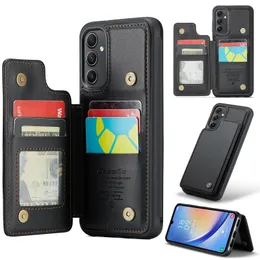 Caseme Premium Leather Flip Stand Cards Holder Wallet Case för Samsung Galaxy A54 5G A53 A34 A33 A14 A13 A52 A24 A23 Kickstand Phone Cover Conque