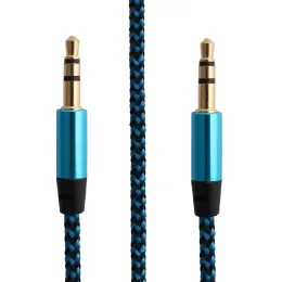 1m Color Nylon Jack Aux 3.5mm Plug Cable Male Car Cord For Iphone Xiaomi Gold-plated Plug phone Cables