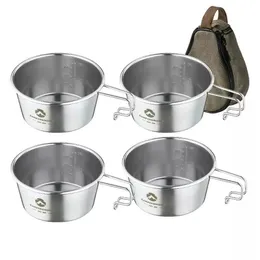 Acampamento cozinha campingmoon ao ar livre de aço inoxidável 450ml sierra bowl piquenique utensílios de mesa portátil copos de acampamento panelas com saco de armazenamento 230909