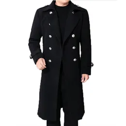 Trench da uomo Cappotto lungo spolverino da uomo Cappotto invernale caldo in panno di lana Uomo doppio petto Slim Giacche casual Solid Business Outwear 230909