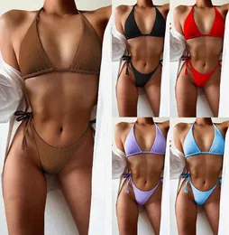 Zweiteilige Anzüge, sexy Bikini-Set, niedrige Taille, plissiert, gewellt, Neon-Badeanzug, Damen-Verband, Strandmode, Monokini-Badebekleidung, Push-up-Motiv, Tanga-Badeanzug, Biquini, neu